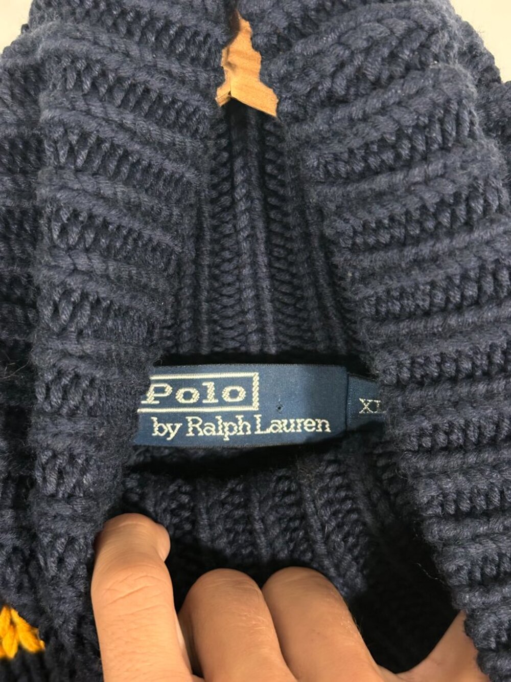Rare Vintage Polo Ralph Lauren Chunky Knit Wool Blend Turtle Neck Sweater - Picture 2 of 6